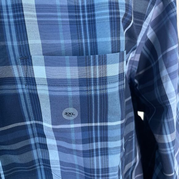 Eddie Bauer Mens Blue & Navy Plaid Long Sleeve Button-Up Shirt Size 3XL - New - Picture 6 of 11